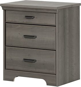 lot 8377 image: South Shore Versa Nightstand and Charging Station, Gray Maple (stock photo approximate)