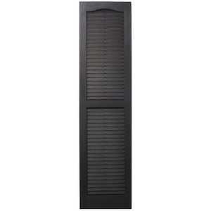 lot 8292 image: Ekena Millwork 14.5x60 Inch Louver 002 Black Plastic Window Shutters