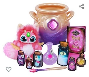 lot 9 image: Magic Mixies Magical Misting Cauldron with Interactive 8 inch Pink Plush Toy and 50 Sounds and Reactions