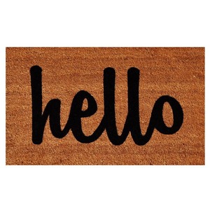 lot 37 image: Hello Script 17 x 29 CoirVinyl Doormat Bedding