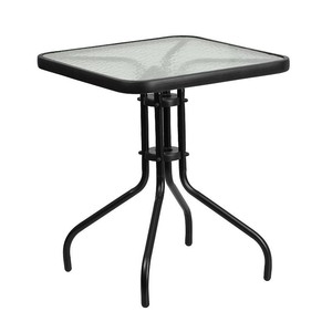lot 39 image: Flash Furniture 23.5 Square Tempered Glass Metal Table