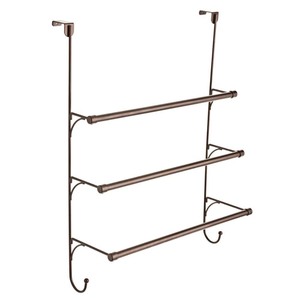 lot 76 image: Franklin Brass Over-the-Door Triple Towel Rack with Hooks, Available in Multiple Colors