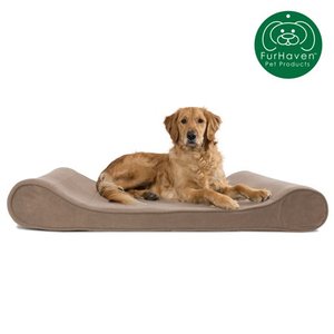 lot 97 image: FurHaven Pet Dog Bed  Orthopedic Microvelvet Luxe Lounger Pet Bed for Dogs & Cats Clay Jumbo