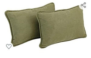 lot 116 image: Blazing Needles Corded Solid Microsuede Rectangular Throw Pillows with Inserts (Set of 2), 20 by 12, Sage G