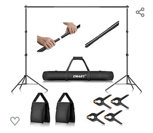 lot 138 image: EMART Photo Video Studio 10Ft Adjustable Background Stand Backdrop Support System Kit with Carry Bag
