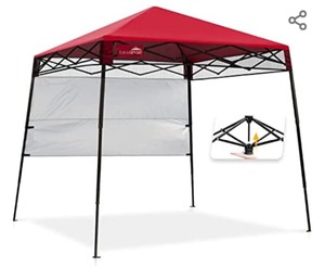 lot 148 image: EAGLE PEAK Day Tripper 8 x 8 Slant Leg Lightweight Compact Portable Canopy wBackpack Easy One Person Set-up Folding Shelter 6 x 6 Top and 8 x 8 Base (Red)