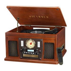 lot 154 image: Victrola - Navigator 8-in-1 Classic Bluetooth Record Player with Turntable - Mahogany
