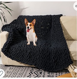 lot 190 image: Bearberry Chenille Chunky Knit Throw Blanket Handmade Warm Soft Cozy Thick Yarn Knitted Crochet Blanket 50x60 for Bed Sofa Couch Home Decor Gift ( Grey)