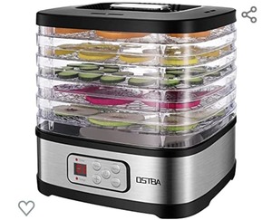 lot 211 image: OSTBA Food Dehydrator Machine Adjustable Temperature & 72H Timer, 5-Tray Dehydrators for Food and Jerky, Fruit, Dog Treats, Herbs, Snacks, LED Display, 240W Electric Food Dryer, Recipe Book