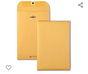 lot 212 image: Quality Park 6 x 9 Clasp Envelopes, Clasp and Gummed Closures for Storing or Mailing, 28 lb Kraft Paper