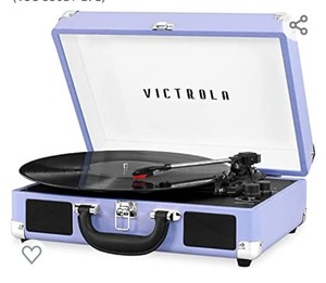 lot 219 image: Victrola Vintage 3-Speed Bluetooth Portable Suitcase Record Player with Built-in Speakers  Upgraded Turntable Audio Sound Includes Extra Stylus  Lavender (VSC-550BT-LVG)