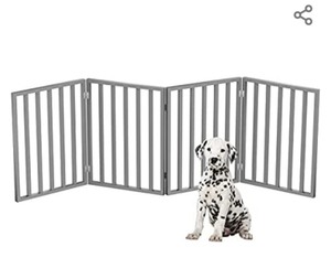 lot 222 image: Pet Gate �� Dog Gate for Doorways, Stairs or House �� Freestanding, Folding, Accordion Style, Wooden Indoor Dog Fence by Petmaker