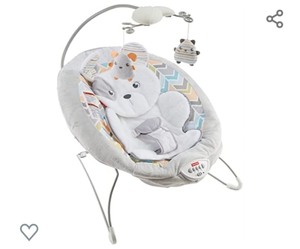 lot 225 image: ��Fisher-Price Sweet Snugapuppy Deluxe Bouncer, Portable Bouncing Baby Seat with Overhead Mobile, Music, and Calming Vibrations