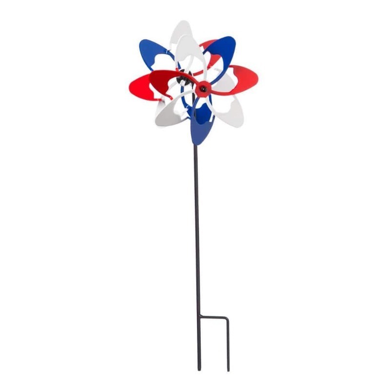 lot 24612 image: Evergreen - Red & Blue Wave Americana Mini Kinetic Windmill - Retail $18.00
