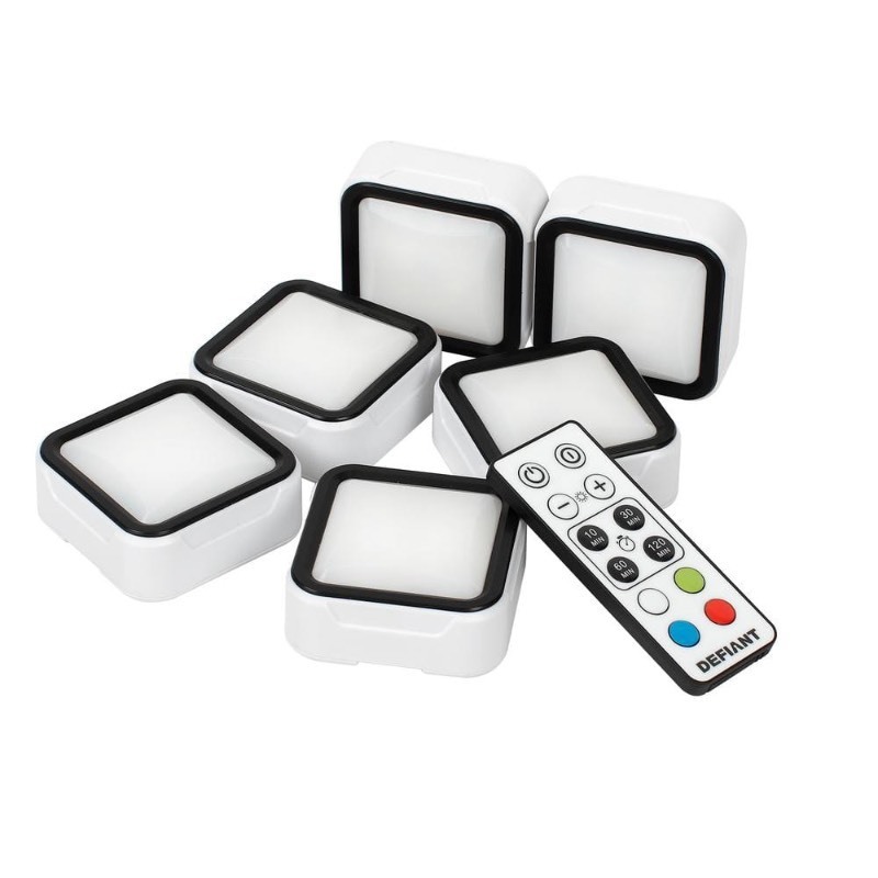 lot 24671 image: Defiant - 40 Lumens Accent Light Combo with Remote Control (6-Pack), White - Retail $14.99