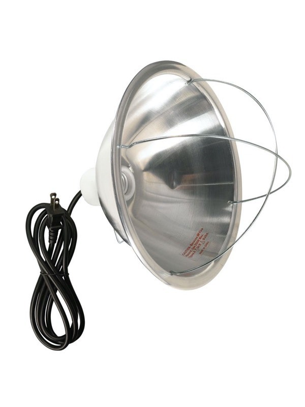 lot 24543 image: Woods - Brooder Lamp with Bulb Guard,10.5 Inch Reflector and 6 Foot Cord (250 Watt, 182 SJTW)  White - Retail $11.99