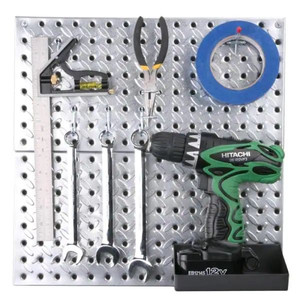 lot 23481 image: Everbilt - 16 x 16-in Galvanized Pegboard, 50lb (2 pack) - Retail $36.98