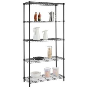 lot 23488 image: HDX  - 5-Tier Black Wire Shelving Unit - Retail $89.98