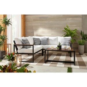 lot 24399 image: Hampton Bay - West Park Black Aluminum Outdoor Coffee Table - Retail $249.00