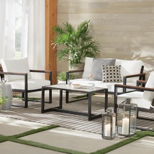 lot 24400 image: Hampton Bay - West Park Aluminum Outdoor Patio Coffee Table - Retail $249.00