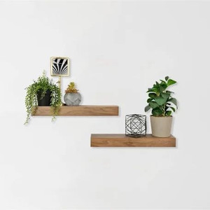 lot 8278 image: MCS Walnut Woodgrain Floating Shelves, 18 Inch x 4 Inch, Set of 2, 18