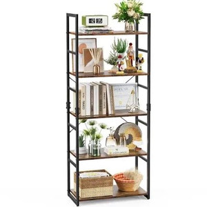 lot 8290 image: FURNINXS Bookshelf, 5 Tier Bookcase Tall, Storage Ladder Shelf, Standing Shelf for BookLiving RoomOffice,