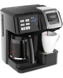 lot 8297 image: Hamilton Beach 49976 FlexBrew Trio 2-Way Coffee Maker, Compatible with K-Cup Pods or Grounds, Combo, Single Serve & Full 12c Pot, Black