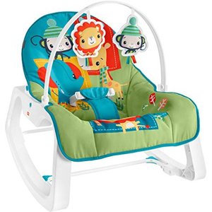 lot 8308 image: Fisher-Price Infant-to-Toddler Rocker - Colorful Jungle, Baby Rocking Chair with Toys for Soothing or Playtime from Infant to Toddler