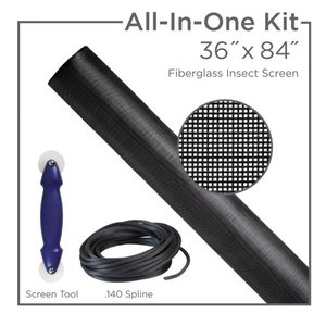 lot 8320 image: Saint-Gobain ADFORS 36in. x 84in. Charcoal Fiberglass All-in-One Screen Repair Kit