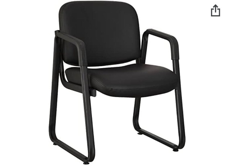 lot 7347 image: Lorell Leather Guest Chair Black