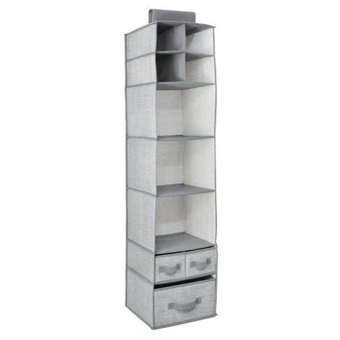 lot 7423 image: mDesign Over Closet Rod Storage Organizer 7 Shelves3 Drawers