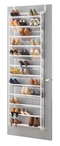 lot 7969 image: Whitmor 12-Tier over the door Mesh Shoe Rack - 36 Pair - Metal - White