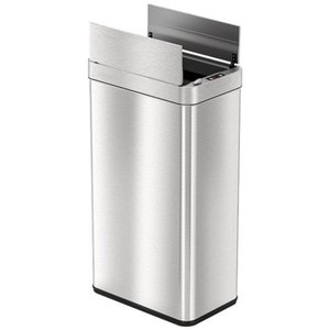 lot 7991 image: iTouchless - 18 Gallon Touchless Sensor Wings Lid Trash Can with Pet-Proof Lid and AbsorbX Odor Control, Stainless Steel Kitchen Bin - Silver