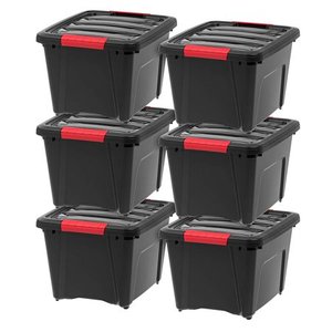 lot 8004 image: IRIS USA, 19 Quart Stack & Pull�� Box, 6 Pack, Black