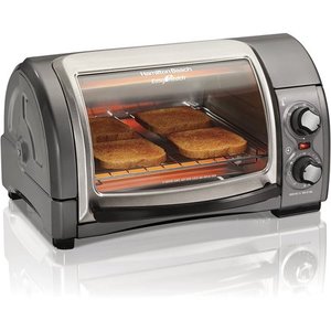 lot 8052 image: Hamilton Beach 31344D Easy Reach With Roll-Top Door Toaster Oven 4-Slice Silver