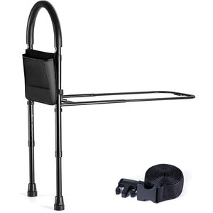 lot 8083 image: Bed Assist Rail with Adjustable Heights - Bed Assist bar with Storage Pocket - Bed Rails for Seniors with Hand Assistant bar - Easy to get in or Out of Bed Safely with Floor Support - by M