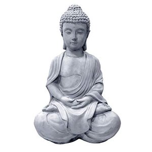 lot 8088 image: Kante R141006-C80021 Lightweight Sitting Meditating Buddha Zen Indoor Outdoor Statue Natural Concrete