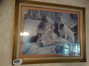 lot 1240 image: Lot of 3 Quality Famed Wall Art in Room  Praying Children and Angles