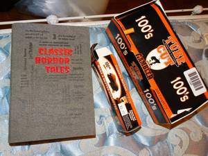 lot 1246 image: Cigarette Filter Tubes and Roller w Horror Book