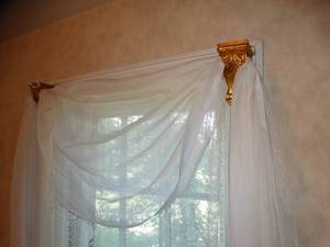 lot 1266 image: Beautiful Translucent Window Curtains  Gold Colored Holders