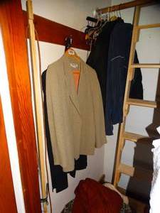 lot 1269 image: Quality Sport Coats - Throws - Shoes - Misc on Floor in Closet