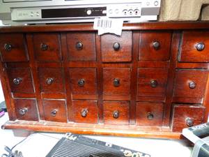 lot 1328 image: Antique Apothecary Wood Cabinet