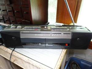 lot 1329 image: Portable Sony Dual Cassette Radio Boom Box   CFS-W301 With Plug - Works Great