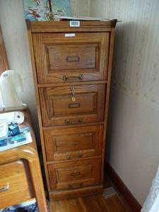 lot 1382 image: Awesome Quality Locking Wood File Cabinet