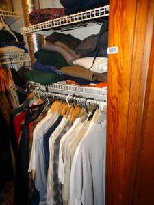lot 1401 image: All Clothing on Right Side of Office Closet Upstairs