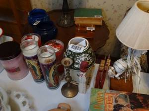 lot 1433 image: Variety of Candles  Holders  Carousel Horse Lamp  Etc