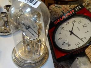 lot 1443 image: Sharp Wall Clock and Decorative Tabletop Clock