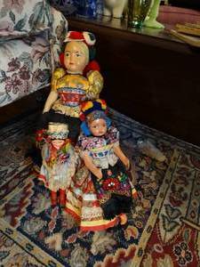 lot 1446 image: 3 Unique Colorful Traditionally Dressed Hungarian Dolls 9-16 Tall