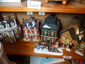 lot 1484 image: All on Shelf  Christmas Village