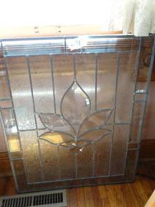 lot 1533 image: 29 x 24 Clear Beveled  Etched Stain Glass Panel